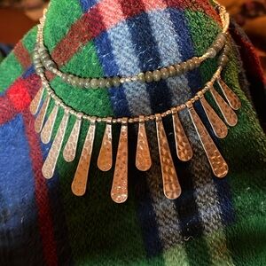 Double strand silver tone necklace